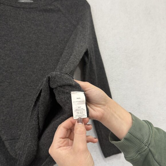 Vince Sweater Womens Small Charcoal Gray Wool Crewneck Raglan Sleeve Pullover - Picture 5 of 8